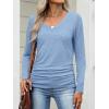 imageANRABESS Shirts for Women Long Sleeve V Neck Tops Dressy Business Casual Side Ruched TShirts 2025 Fall Tee Blouses OutfitsLight Blue
