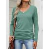 imageANRABESS Shirts for Women Long Sleeve V Neck Tops Dressy Business Casual Side Ruched TShirts 2025 Fall Tee Blouses OutfitsLight Green