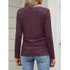 imageANRABESS Shirts for Women Long Sleeve V Neck Tops Dressy Business Casual Side Ruched TShirts 2025 Fall Tee Blouses OutfitsMaroon