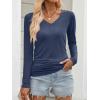 imageANRABESS Shirts for Women Long Sleeve V Neck Tops Dressy Business Casual Side Ruched TShirts 2025 Fall Tee Blouses OutfitsNavy Blue