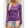 imageANRABESS Shirts for Women Long Sleeve V Neck Tops Dressy Business Casual Side Ruched TShirts 2025 Fall Tee Blouses OutfitsPurple