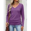imageANRABESS Shirts for Women Long Sleeve V Neck Tops Dressy Business Casual Side Ruched TShirts 2025 Fall Tee Blouses OutfitsPurple