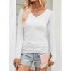imageANRABESS Shirts for Women Long Sleeve V Neck Tops Dressy Business Casual Side Ruched TShirts 2025 Fall Tee Blouses OutfitsWhite