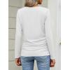 imageANRABESS Shirts for Women Long Sleeve V Neck Tops Dressy Business Casual Side Ruched TShirts 2025 Fall Tee Blouses OutfitsWhite