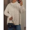 imageANRABESS Sweaters for Women Long Sleeve Crewneck Cable Knit Casual Loose Pullover Tops 2025 Trendy Fall Vintage OutfitsAlmond