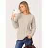 imageANRABESS Sweaters for Women Long Sleeve Crewneck Cable Knit Casual Loose Pullover Tops 2025 Trendy Fall Vintage OutfitsAlmond