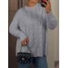 imageANRABESS Sweaters for Women Long Sleeve Crewneck Cable Knit Casual Loose Pullover Tops 2025 Trendy Fall Vintage OutfitsGrey