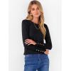 imageANRABESS Sweaters for Women Long Sleeve Crewneck Fitted Business Casual Pullover Tops 2025 Fall Outfits with Button CuffBlack