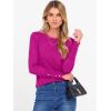 imageANRABESS Sweaters for Women Long Sleeve Crewneck Fitted Business Casual Pullover Tops 2025 Fall Outfits with Button CuffBright Plum Red