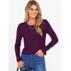 imageANRABESS Sweaters for Women Long Sleeve Crewneck Fitted Business Casual Pullover Tops 2025 Fall Outfits with Button CuffDark Purple