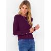 imageANRABESS Sweaters for Women Long Sleeve Crewneck Fitted Business Casual Pullover Tops 2025 Fall Outfits with Button CuffDark Purple