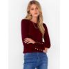 imageANRABESS Sweaters for Women Long Sleeve Crewneck Fitted Business Casual Pullover Tops 2025 Fall Outfits with Button CuffDeep Red