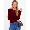 imageANRABESS Sweaters for Women Long Sleeve Crewneck Fitted Business Casual Pullover Tops 2025 Fall Outfits with Button CuffDeep Red