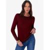 imageANRABESS Sweaters for Women Long Sleeve Crewneck Fitted Business Casual Pullover Tops 2025 Fall Outfits with Button CuffDeep Red