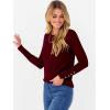 imageANRABESS Sweaters for Women Long Sleeve Crewneck Fitted Business Casual Pullover Tops 2025 Fall Outfits with Button CuffDeep Red