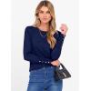imageANRABESS Sweaters for Women Long Sleeve Crewneck Fitted Business Casual Pullover Tops 2025 Fall Outfits with Button CuffNavy Blue