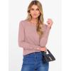imageANRABESS Sweaters for Women Long Sleeve Crewneck Fitted Business Casual Pullover Tops 2025 Fall Outfits with Button CuffPink