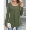imageANRABESS Tunic Tops for Women Long Sleeve Babydoll Cute Shirts Loose Flowy Pleated Tummy Hide Blouses 2025 Fall Outfits M3XLArmy Green