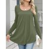 imageANRABESS Tunic Tops for Women Long Sleeve Babydoll Cute Shirts Loose Flowy Pleated Tummy Hide Blouses 2025 Fall Outfits M3XLArmy Green