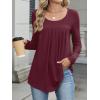 imageANRABESS Tunic Tops for Women Long Sleeve Babydoll Cute Shirts Loose Flowy Pleated Tummy Hide Blouses 2025 Fall Outfits M3XLBurgundy