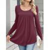 imageANRABESS Tunic Tops for Women Long Sleeve Babydoll Cute Shirts Loose Flowy Pleated Tummy Hide Blouses 2025 Fall Outfits M3XLBurgundy