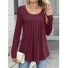 imageANRABESS Tunic Tops for Women Long Sleeve Babydoll Cute Shirts Loose Flowy Pleated Tummy Hide Blouses 2025 Fall Outfits M3XLBurgundy