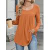 imageANRABESS Tunic Tops for Women Long Sleeve Babydoll Cute Shirts Loose Flowy Pleated Tummy Hide Blouses 2025 Fall Outfits M3XLOrange
