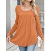 imageANRABESS Tunic Tops for Women Long Sleeve Babydoll Cute Shirts Loose Flowy Pleated Tummy Hide Blouses 2025 Fall Outfits M3XLOrange