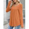 imageANRABESS Tunic Tops for Women Long Sleeve Babydoll Cute Shirts Loose Flowy Pleated Tummy Hide Blouses 2025 Fall Outfits M3XLOrange