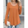 imageANRABESS Tunic Tops for Women Long Sleeve Babydoll Cute Shirts Loose Flowy Pleated Tummy Hide Blouses 2025 Fall Outfits M3XLOrange