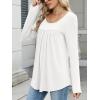 imageANRABESS Tunic Tops for Women Long Sleeve Babydoll Cute Shirts Loose Flowy Pleated Tummy Hide Blouses 2025 Fall Outfits M3XLWhite