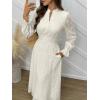 imageANRABESS Wedding Guest Dresses for Women 2025 Fall Formal Long Sleeve Eyelet High Neck Elegant Classic Maxi Dress PocketsBeige