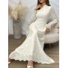 imageANRABESS Wedding Guest Dresses for Women 2025 Fall Formal Long Sleeve Eyelet High Neck Elegant Classic Maxi Dress PocketsBeige