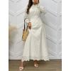 imageANRABESS Wedding Guest Dresses for Women 2025 Fall Formal Long Sleeve Eyelet High Neck Elegant Classic Maxi Dress PocketsBeige