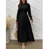 imageANRABESS Wedding Guest Dresses for Women 2025 Fall Formal Long Sleeve Eyelet High Neck Elegant Classic Maxi Dress PocketsBlack