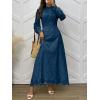 imageANRABESS Wedding Guest Dresses for Women 2025 Fall Formal Long Sleeve Eyelet High Neck Elegant Classic Maxi Dress PocketsDeep Blue