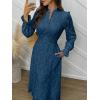 imageANRABESS Wedding Guest Dresses for Women 2025 Fall Formal Long Sleeve Eyelet High Neck Elegant Classic Maxi Dress PocketsDeep Blue