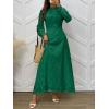 imageANRABESS Wedding Guest Dresses for Women 2025 Fall Formal Long Sleeve Eyelet High Neck Elegant Classic Maxi Dress PocketsForest Green
