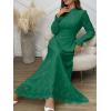 imageANRABESS Wedding Guest Dresses for Women 2025 Fall Formal Long Sleeve Eyelet High Neck Elegant Classic Maxi Dress PocketsForest Green