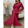 imageANRABESS Wedding Guest Dresses for Women 2025 Fall Formal Long Sleeve Eyelet High Neck Elegant Classic Maxi Dress PocketsRed