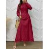 imageANRABESS Wedding Guest Dresses for Women 2025 Fall Formal Long Sleeve Eyelet High Neck Elegant Classic Maxi Dress PocketsRed