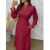 imageANRABESS Wedding Guest Dresses for Women 2025 Fall Formal Long Sleeve Eyelet High Neck Elegant Classic Maxi Dress PocketsRed