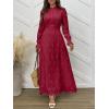 imageANRABESS Wedding Guest Dresses for Women 2025 Fall Formal Long Sleeve Eyelet High Neck Elegant Classic Maxi Dress PocketsRed