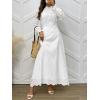 imageANRABESS Wedding Guest Dresses for Women 2025 Fall Formal Long Sleeve Eyelet High Neck Elegant Classic Maxi Dress PocketsWhite