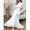 imageANRABESS Wedding Guest Dresses for Women 2025 Fall Formal Long Sleeve Eyelet High Neck Elegant Classic Maxi Dress PocketsWhite