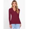 imageANRABESS Women Long Sleeve Polo Shirts V Neck Slim Rib Knit Collared Dressy Business Casual Top 2025 Basic Tee Fall OutfitsWine Red