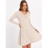 imageANRABESS Women Long Sleeve Ribbed Knit Short Dresses 2025 Fall Winter V Neck Casual Swing A Line Sweater DressBeige