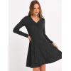 imageANRABESS Women Long Sleeve Ribbed Knit Short Dresses 2025 Fall Winter V Neck Casual Swing A Line Sweater DressBlack