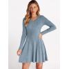 imageANRABESS Women Long Sleeve Ribbed Knit Short Dresses 2025 Fall Winter V Neck Casual Swing A Line Sweater DressBlue