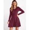 imageANRABESS Women Long Sleeve Ribbed Knit Short Dresses 2025 Fall Winter V Neck Casual Swing A Line Sweater DressBurgundy